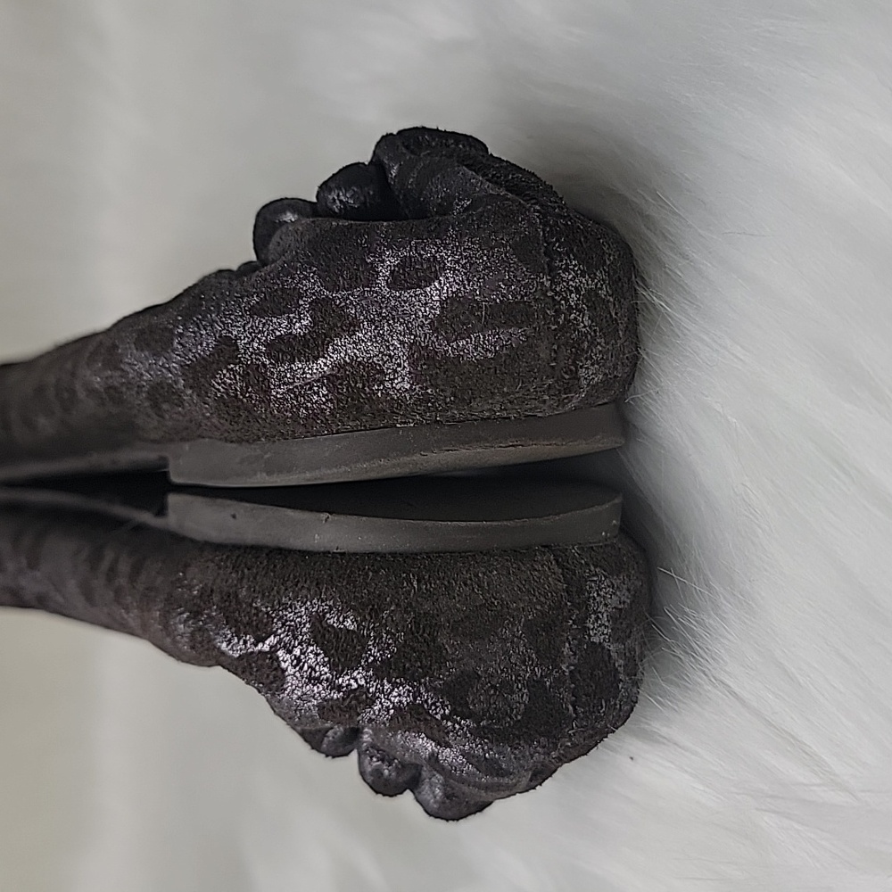 TORY BURCH Leopard Animal Print Metallic Silver Brown Medallion Logo Ballet Flat - Picture 8 of 11